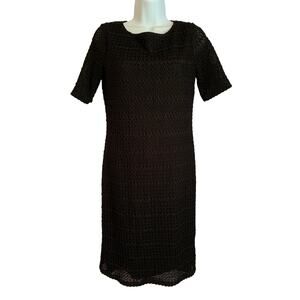 Tacera Knitted Lined Black Dress Women Size Small Knee Length Short Sleeve